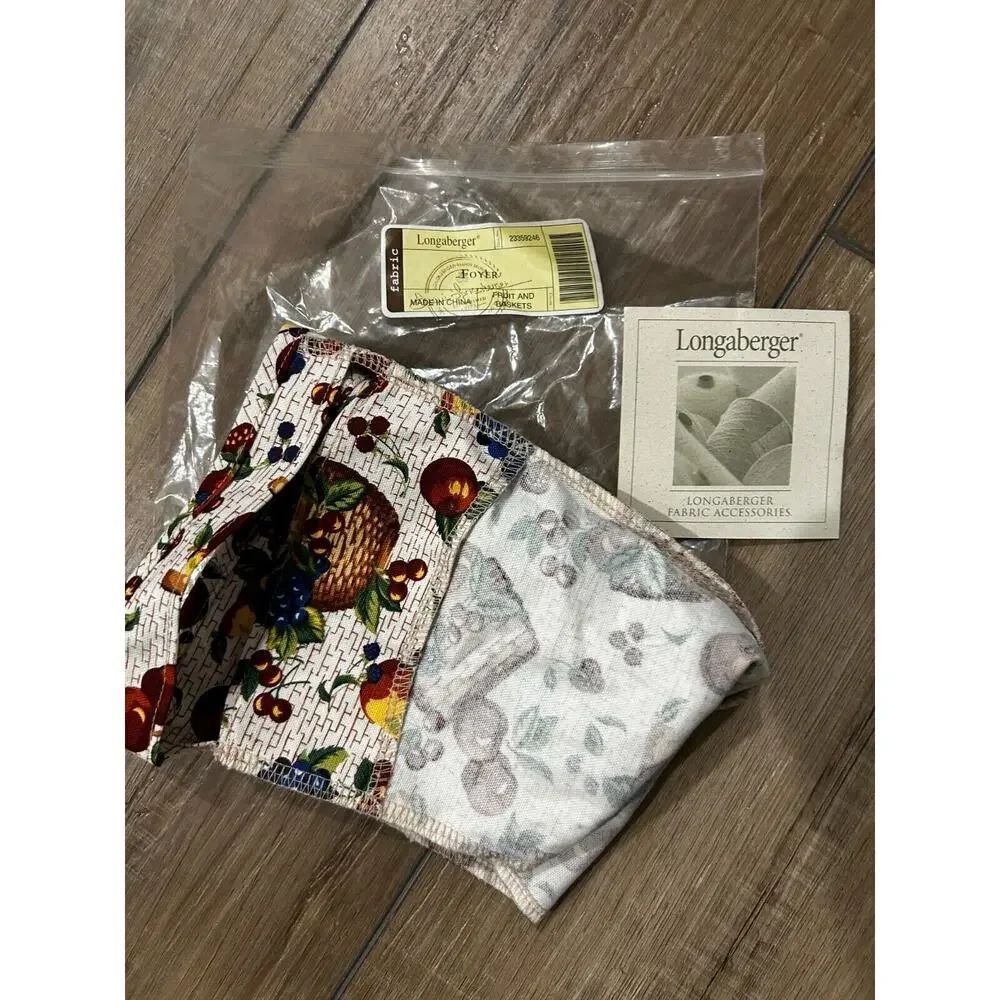 LONGABERGER FOYER‎ BASKET LINER - Fruits & Baskets fabric NEW